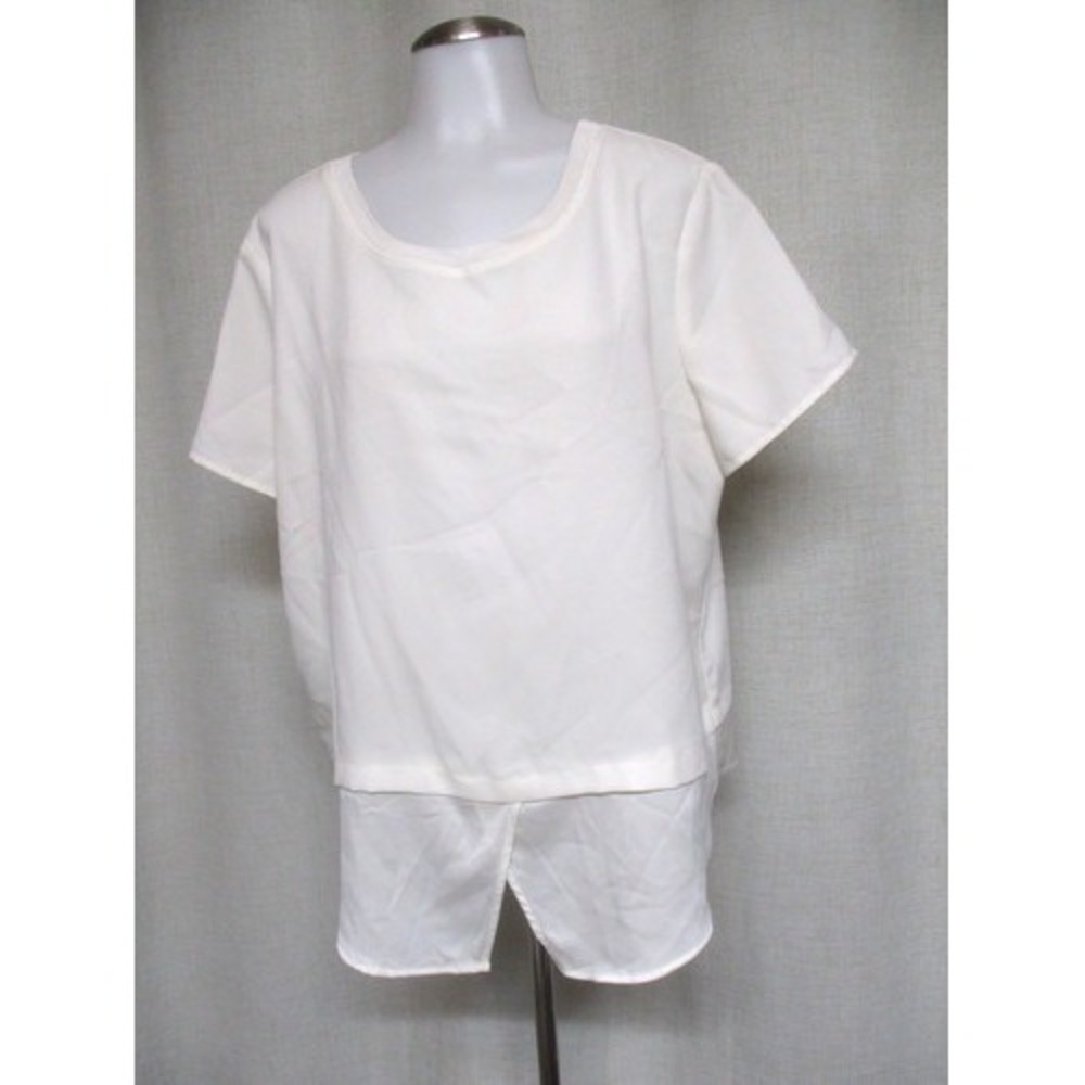 ANN TAYLOR sz XL  off white layer look pullover blouse shirt top Classic